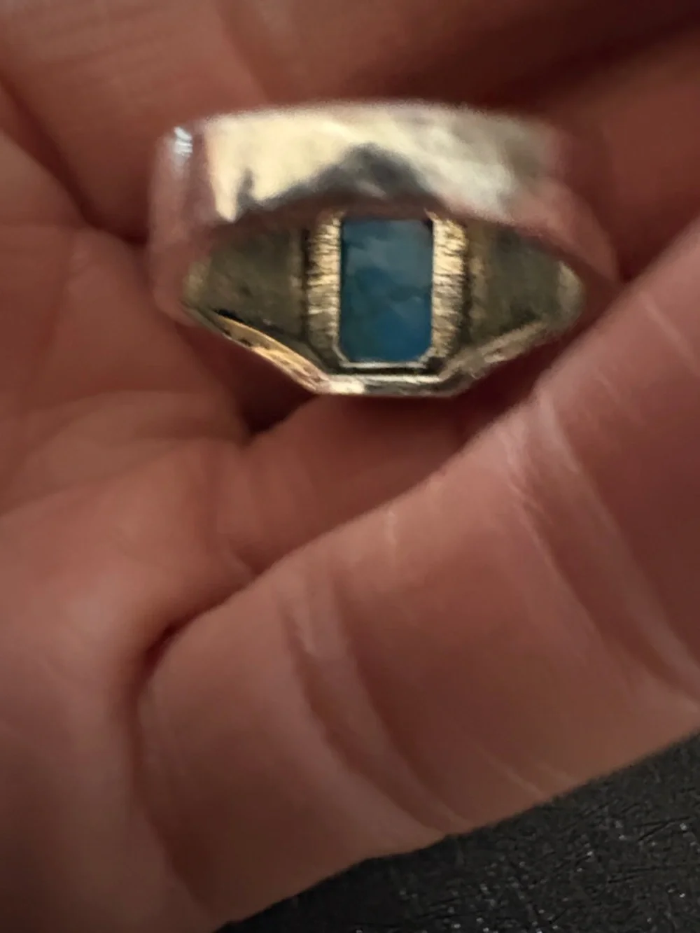 WOMEN'S MEN'S TURQUOISE .925 STERLING SILVER MOON STAR SIDE DESIGN SIZE 9 RING